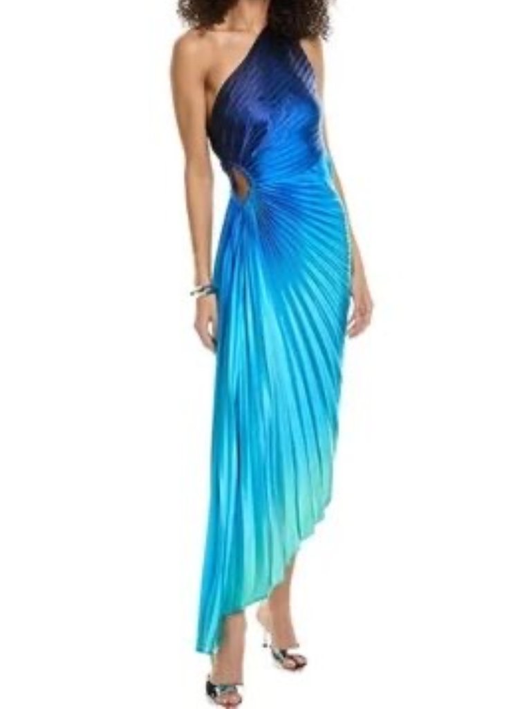 Dress Forum Radiance Ombre Asymmetrical Pleated Maxi Dress Size Small